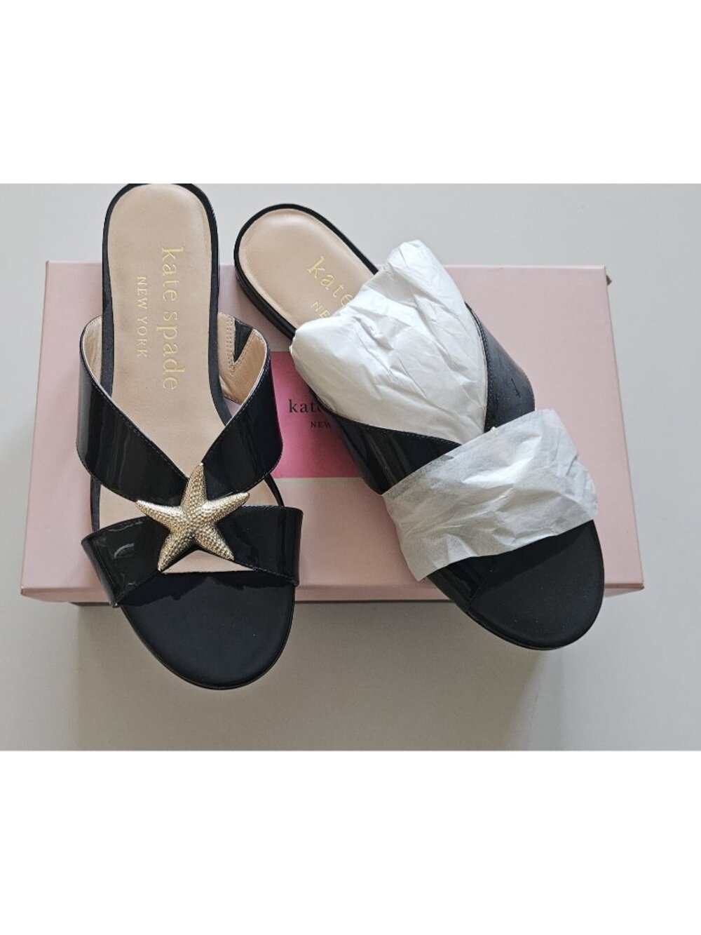 Kate Spade 10 New York Under the Sea starfish slide sandals Blazer Blue